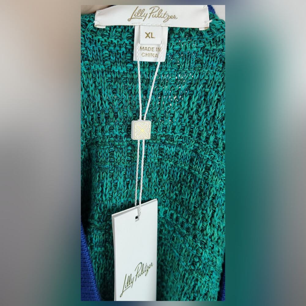Lilly Pulitzer Tannery Sweater (Sweater Only) Cardigan Green Blue Size XL NEW - Picture 6 of 16